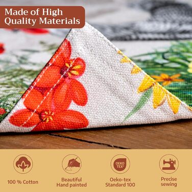 Бавовняні килимки, набір з 4 шт. , декоративні килимки, пасхальні килимки, що праються, для свят, вечерь, весни, літа (33 см x 48 см) (025 - Basse Cour), 39Hermine, 100