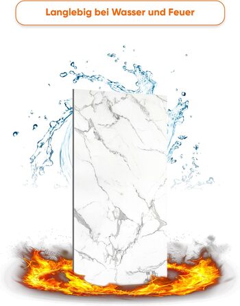 Стінові панелі IZODEKOR під мармур 60x120 см Панель для кухонного фартуха ПВХ-облицювання стін для кухні, ванної кімнати Бризкозахисний екран для кухні Водонепроникний та термостійкий (4 панелі 4 монтажних клею, Carrara)