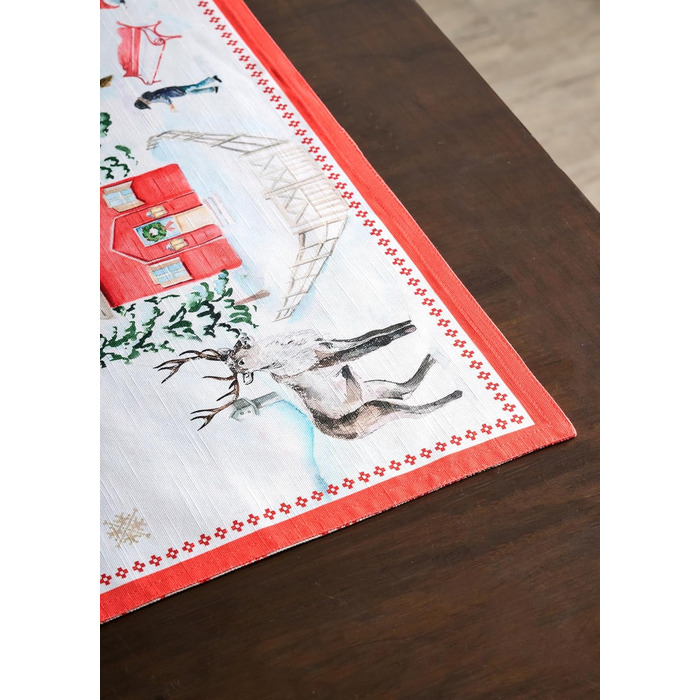 Бавовняні килимки для серветок, набір з 4 шт. , декоративні килимки для серветок, пасхальні килимки, що миються, для свят, вечерь, весни, літа (33 см x 48 см) (18 - Сільське Різдво), 39Hermine 100