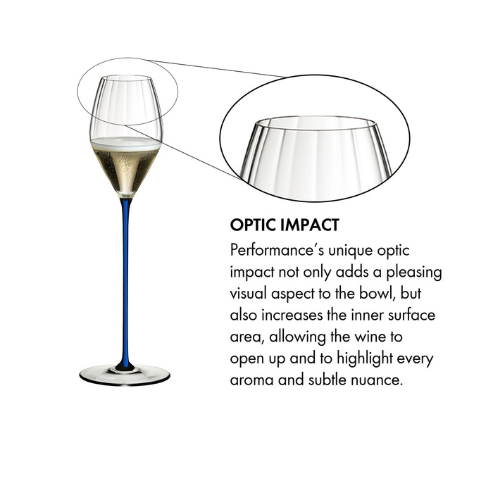Бокал для шампанского 375 мл, синяя ножка, High Performance Riedel