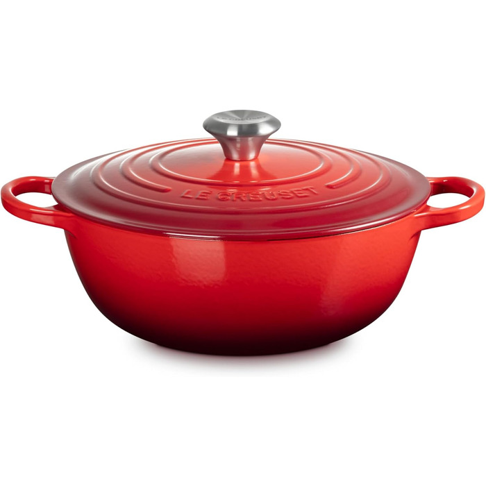 Чавунна каструля Le Creuset Signature, 26 см, 4,1 л, для всіх типів плит та індукції (Кишенево-червоний)
