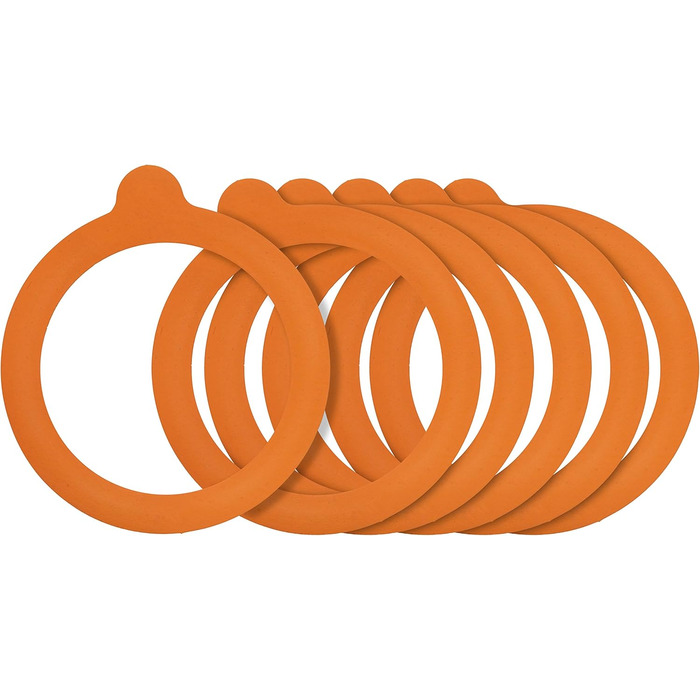 Резиновые уплотнители для банок 0,35-2 л, набор 6 предметов, оранжевые Kilner
