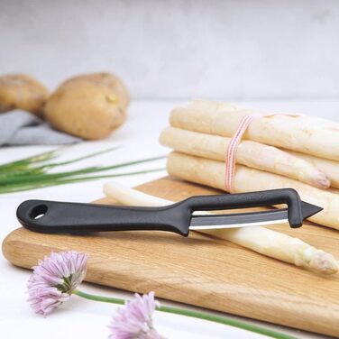 Овочечистка Fackelmann World Champion для спаржі, універсальна овочечистка з лезом з нержавіючої сталі, овочечистка для фруктів та овочів (колір чорний), кількість