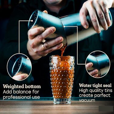 Набор бармена и шейкера для коктейлей 20 предметов черный HEdir