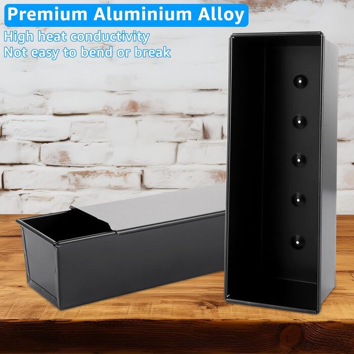 Набір з 2 прямокутних форм для випікання хліба 600 г із кришками, чорний MUXHEL