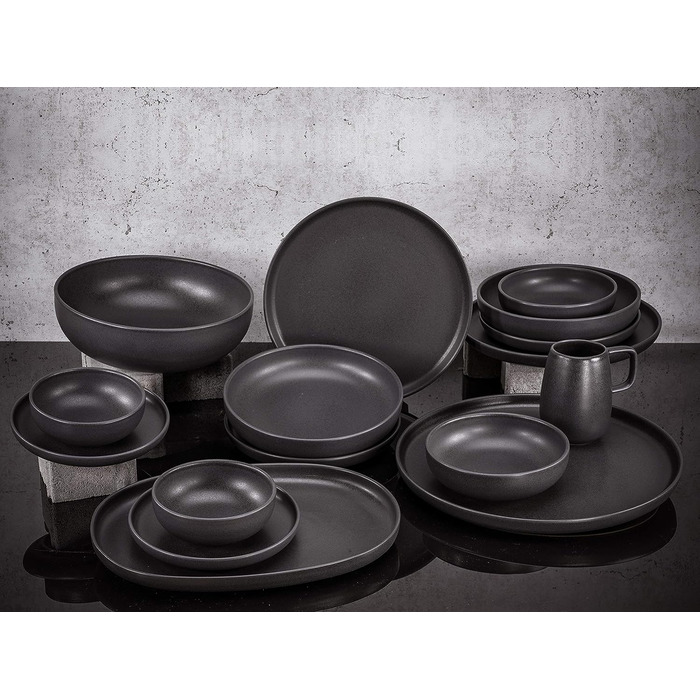 Набір посуду на 4 персони, 16 предметів, чорний Uno Black Creatable