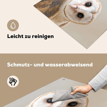 Фартух для плити, кухонний фартух, вініл, 78x52 см, декор для кухні, облицювання стіни, кришка для плити - сіро-чорна (сипуха - тварина, 52Д x 59Ш см)