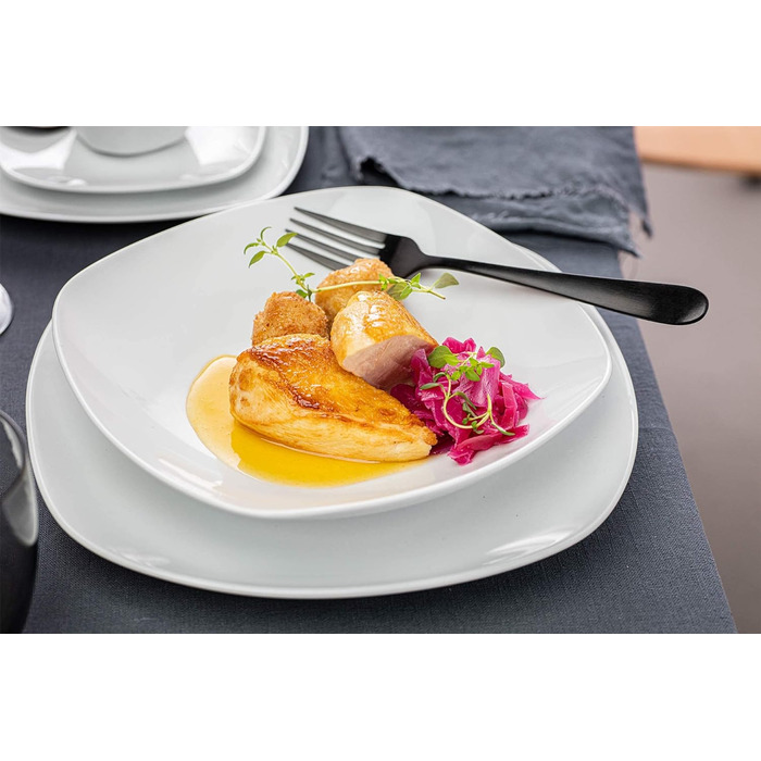 ПЕВЕЦ Белый столовый сервиз Bilgola, набор фарфоровой посуды из 30 предметов на 6 персон, набор тарелок округлого дизайна, обеденная тарелка (суповая тарелка 6 шт.)