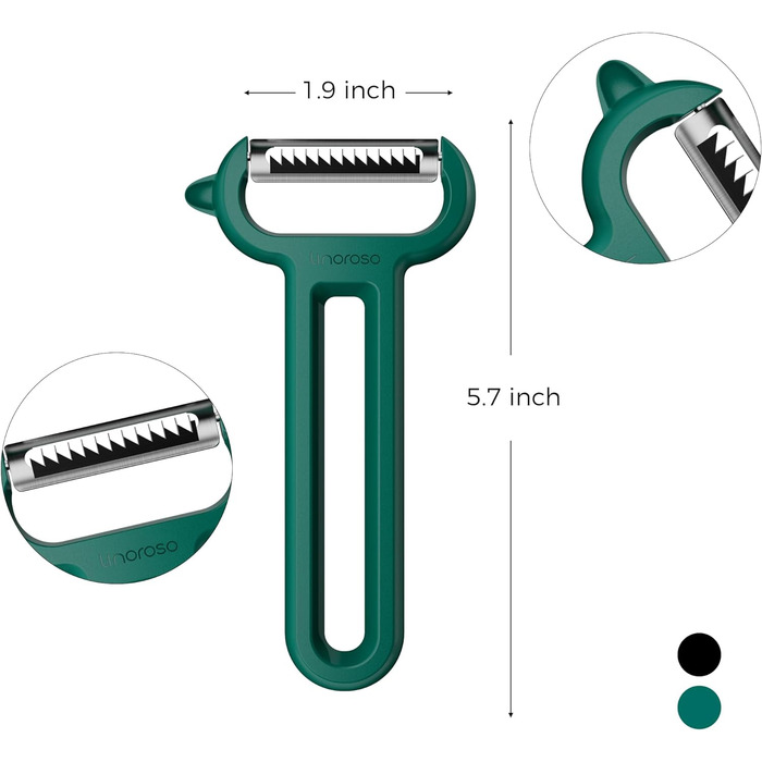Овочечистка Linoroso 3PCS із загостреними кінчиками, Y-подібним гладким, зубчастим лезом та лезом для чищення та зачистки фруктів та овочів, гострота, гладкість та зручний хват зелений (зелене лезо Y-подібної смужки)