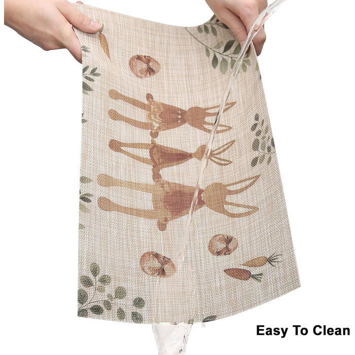 Двосторонні килимки для серветок, що миються, набір із 6 шт. , пасхальні яйця з квітами, прикраса столу з мультяшним кроликом, пасхальні, весняні, бенкетні килимки, декор для святкової вечірки, сезонні килимки, бежевий (світло-коричневий 9)