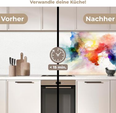 Кухонний фартух 60x80 см Самоклеючий настінний захисний екран для кухні Кухонний фартух Кухонні фасади Кухонні фартухи Кухонна стіна Вода - Пейзаж - (Акварель - Веселка, 60 x 80 см)