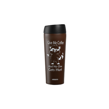 ARDESTO Thermal Cup Coffee time Raccoon 450 мл, Нержавеющая сталь, Коричневый