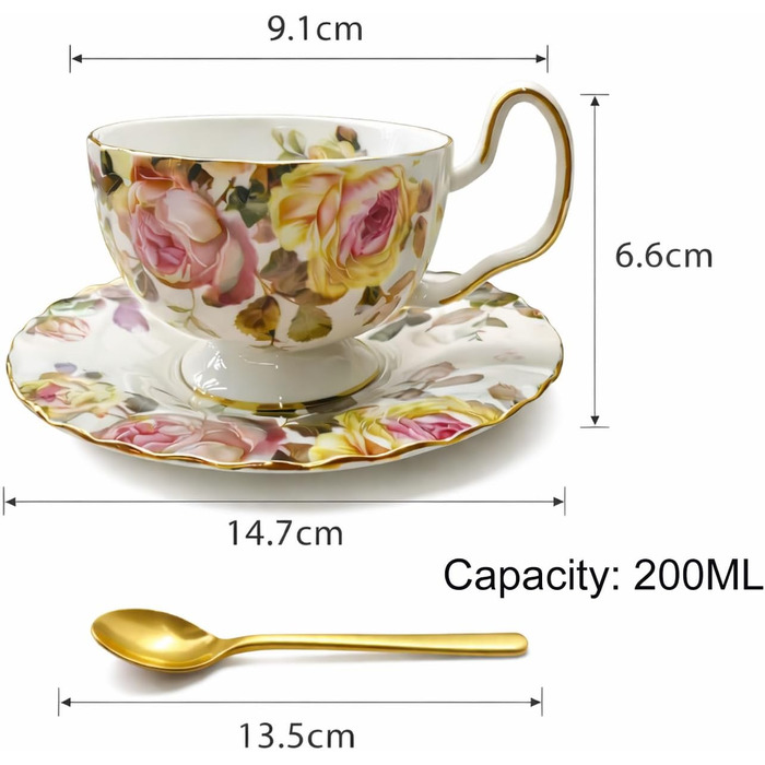 Керамічна чайна чашка з блюдцями та ложками (Herbst)