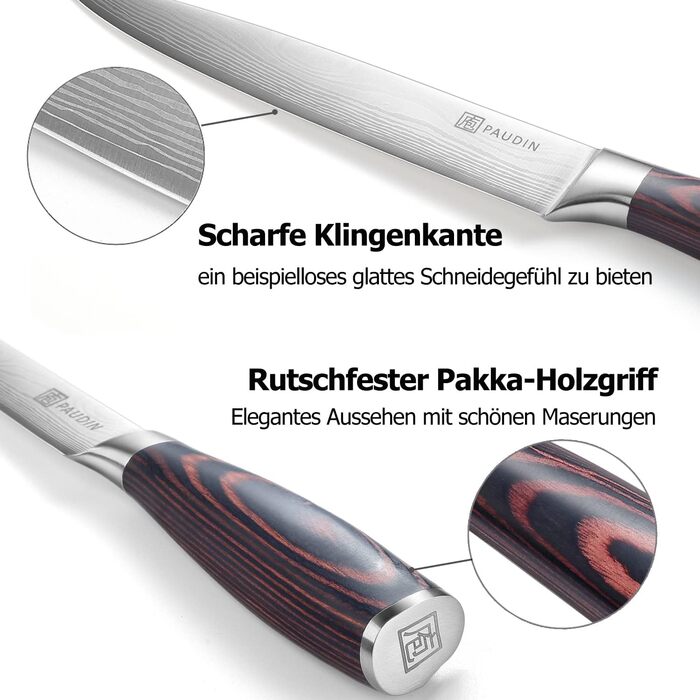 Кухонный нож 20 см с деревянной ручкой PAUDIN