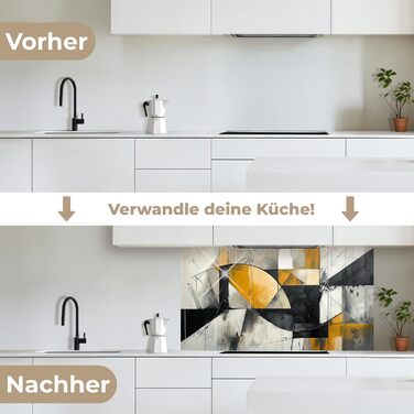 Кухонний фартух 80x300 см Самоклеючий захисний щиток для кухонної стіни Кухонний фартух Кухонні фасади Кухонні фартухи Кухонна стіна - Абстрактна (Сіра - Сучасна, 80 x 150 см)