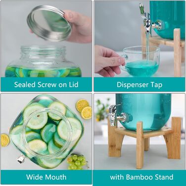 Диспенсер для напитков стеклянный с краном 2 шт по 4 л Hiziwimi