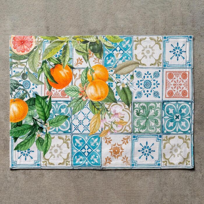 Бавовняні килимки для серветок, набір з 4 шт. , декоративні килимки для серветок, пасхальні килимки, що миються, для свят, вечерь, весни, літа (33 см x 48 см) (026 - Цитрус), 39Hermine 100