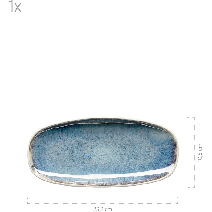 Набір сервірувальних тарілок Mser, керамограніт замороженого зеленого кольору, 39,0 x 21,0 x 25,0 сантиметрів (синій)