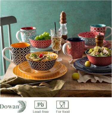 Набір керамічного посуду на 4 персони, 16 предметів, різнокольоровий Vibrant Joy Dowan