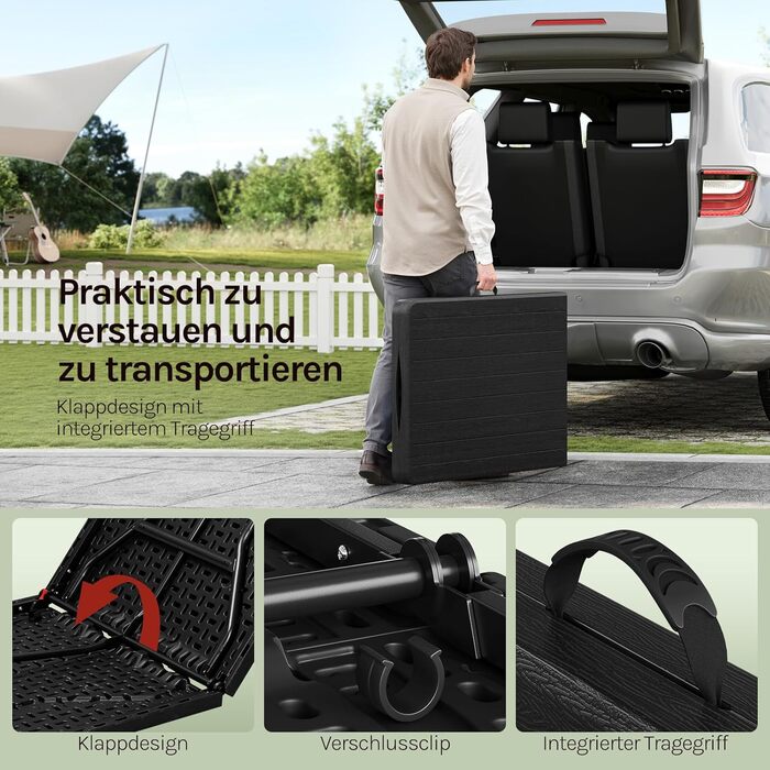 Складаний стіл для кемпінгу 180 х 74 х 74 см чорний WOLTU