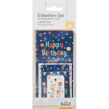 Набір етикеток і стікерів для подарунків, 40 шт, Happy Birthday RBV Birkmann