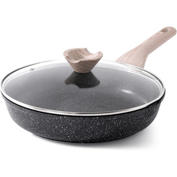 Сковорода 28 см зі скляною кришкою, класичний граніт Kordisen