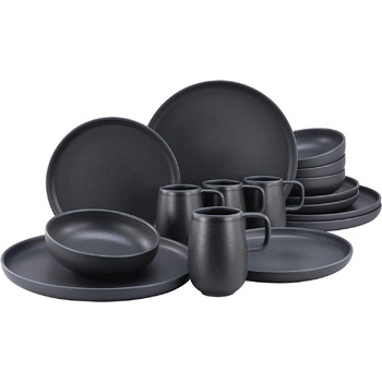Набор посуды на 4 персоны, 16 предметов, черный Uno Black Creatable