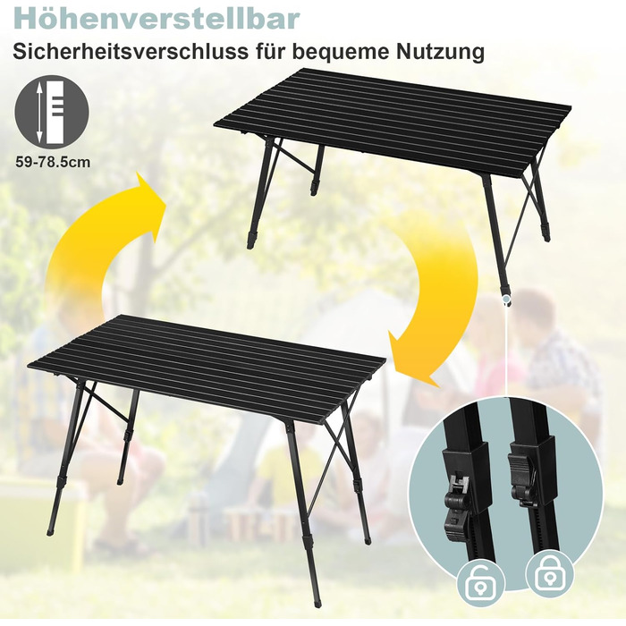 Складной алюминиевый стол для кемпинга 120 х 68,5 см WOLTU