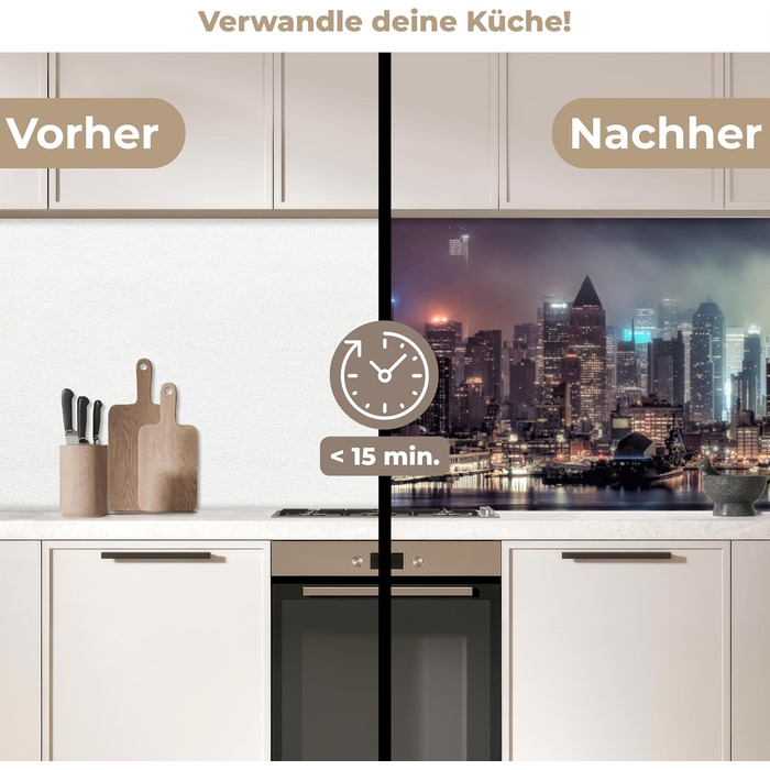 Кухонний фартух 60x80 см Самоклеючий захисний щиток для кухонної стіни Кухонний фартух Кухонні фасади Кухонні фартухи Кухонна стіна Вода - Пейзаж - (Нью-Йорк - Ніч, 80 x 300 см)