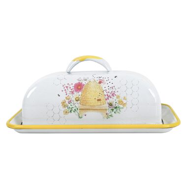 Емальована масленка Z&Z ornamentorum з кришкою, масленки для всіх поширених видів масел, кухонні аксесуари, засоби для зберігання, ручної роботи, птах (гелева)