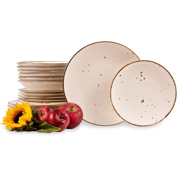 Набор посуды konsimo Combi на 6 персон Набор тарелок ALUMINA Modern 18 предметов Столовый сервиз - Сервиз и наборы посуды - Комбинированный сервиз 6 персон - Сервиз для семьи - Посуда красочная Посуда (Творожный крем)