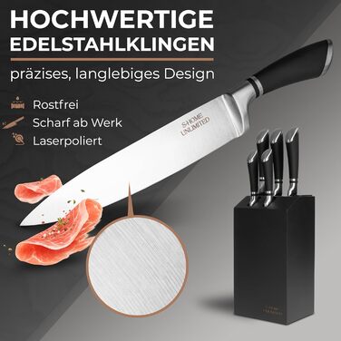 Набор 6 предметов кухонных ножей с деревянным блоком S-Home Unlimited