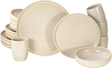 Набір посуду серії Uno з 16 предметів, комбінований сервіз з керамограніту (Lava Stone Offwhite, комбінований набір з 16 предметів), 22978