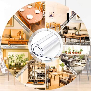 Прозорий захисний килимок для столу Ever Fairy з ПВХ, 2,0 мм, для кухні, їдальні, дерев&39яних меблів, захисний чохол (60 x 110 см) (прозорий прямокутний 2 мм, 200 x 100 см (прямокутний))