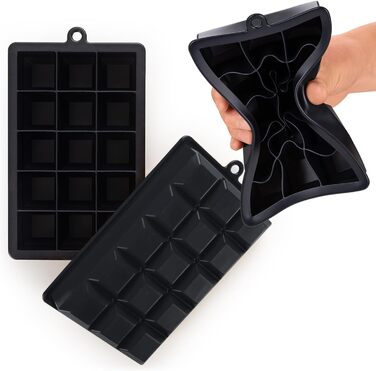 Силіконові формочки для льоду Blumtal 2x24 - Формочка для льоду - Силіконова форма для льоду розміром 2,6 см - 2 формочки для льоду розміром M - Льодогенератор без BPA 2 шт. - Кубики M (Кубики XL, чорно-синій - чорно-синій)