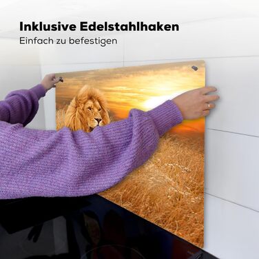 Фартух для плити, кухонний фартух, вініл, 78x52 см, декор для кухні, облицювання стіни, кришка для плити - сіро-чорна (Лев - Захід сонця, 51Д x 59Ш см)