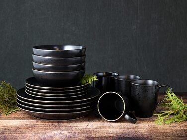 Набір посуду на 4 персони, 16 предметів, чорний Industrial Gold Black Creatable
