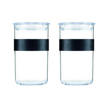 Набір із 2 банок 1 л з кришками, прозорий пластик Presso Bodum