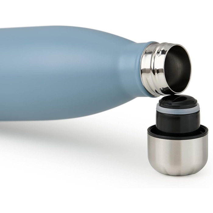 Пляшка для води Blumtal з нержавіючої сталі - Герметична ізольована пляшка - Пляшка для води без бісфенолу А для гарячих та холодних напоїв - Двостінна ізольована пляшка - Ізоляційна пляшка, стійка до іржі, дерево/срібло (05 - Голубиний сірий - Сіро-блаки