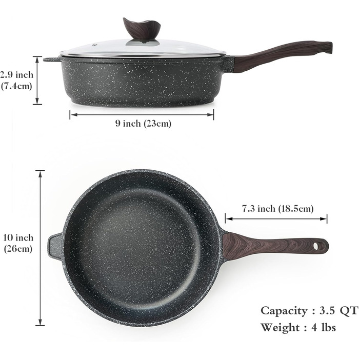 Сковорода с антипригарным покрытием и крышкой 26 см Kordisen