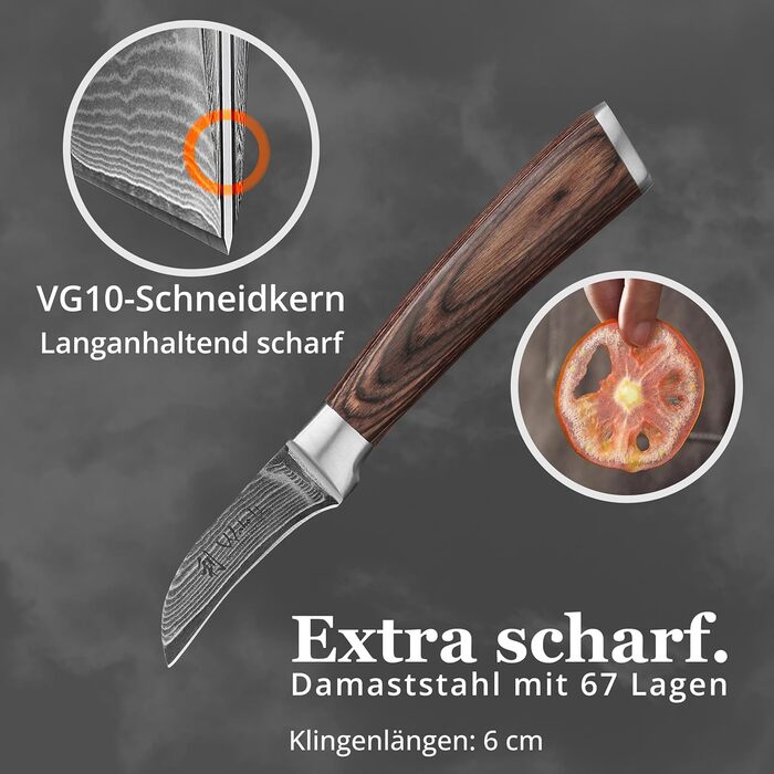 Нож для овощей и фруктов из дамасской стали Wakoli