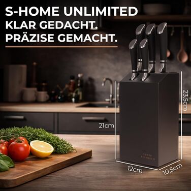 Набор 6 предметов кухонных ножей с деревянным блоком S-Home Unlimited