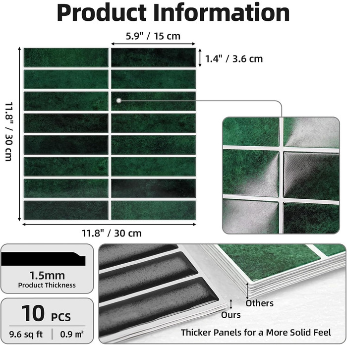 Самоклеющаяся стенная плитка 30 х 30 см WADILE