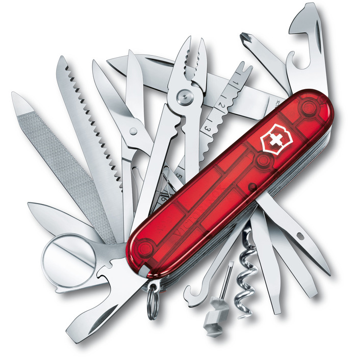 Ніж Victorinox Swisschamp 91мм/33функ/черв.прозор