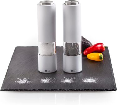 Специальная электрическая мельница для соли и перца Набор из 2 Tropica Black и White с керамической кофемолкой, регулируемой от мелкой до крупной, включая соль и перец (белый)