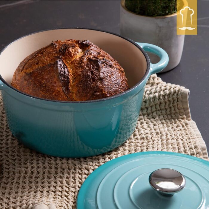 Чавунна жаровня 3,5 л з кришкою 24 см, синя Chefarone