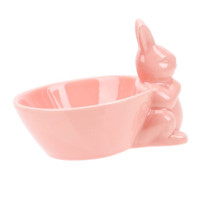 Керамічна миска у формі кролика на Великдень рожева Holibanna