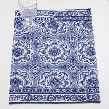 Бавовняні килимки для серветок, набір з 4 шт. , декоративні килимки для серветок, пасхальні килимки, що миються, для свят, вечерь, весни, літа (33 см x 48 см) (014 - Melodie Bleue), 39Hermine 100