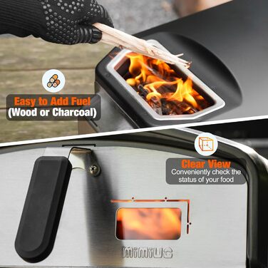 Портативна піч для піци з квадратним каменем 33 см Mimiuo