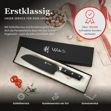 Набор ножей Wakoli Titanium Noir (5 предметов) с магнитным блоком профессиональные кухонные ножи из нержавеющей стали с черным титановым покрытием (12,521 см), включая нож Сантоку